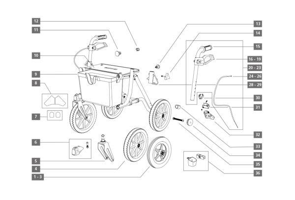 Dietz Ersatzrad für Taima XC PU - Rollator